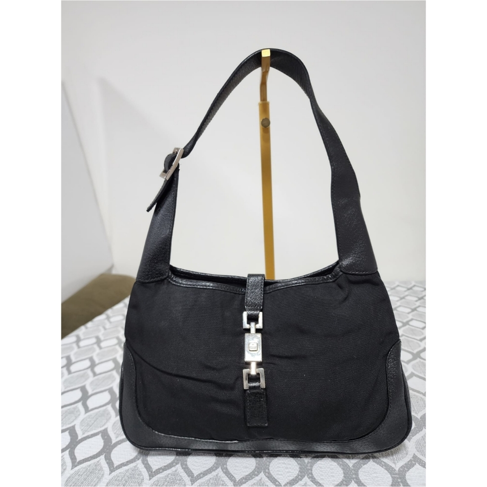 GUCCI Vintage GG Canvas Jackie Denim Shoulder Bag Black - Picture 5 of 13